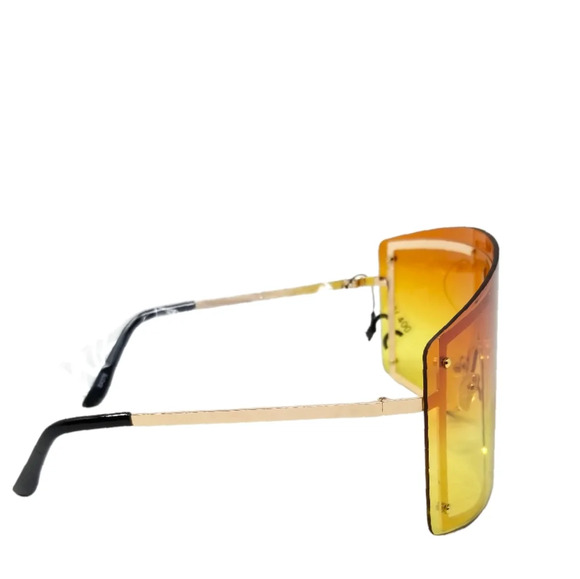 Oversized Yellow and Orange Temple Frame Gradient Rimless Sunglasses - Picture 6 of 6